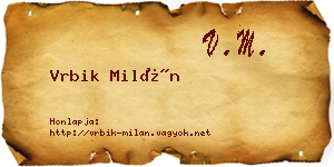 Vrbik Milán névjegykártya