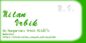 milan vrbik business card